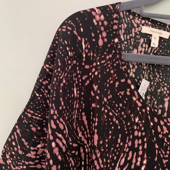 NEW Maurices short sleeve flowy lightweight back zipper detail pullover blouse - Picture 2 of 11